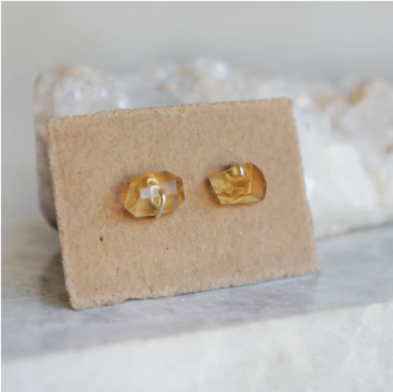 Aloma Citrine Studs - Silver