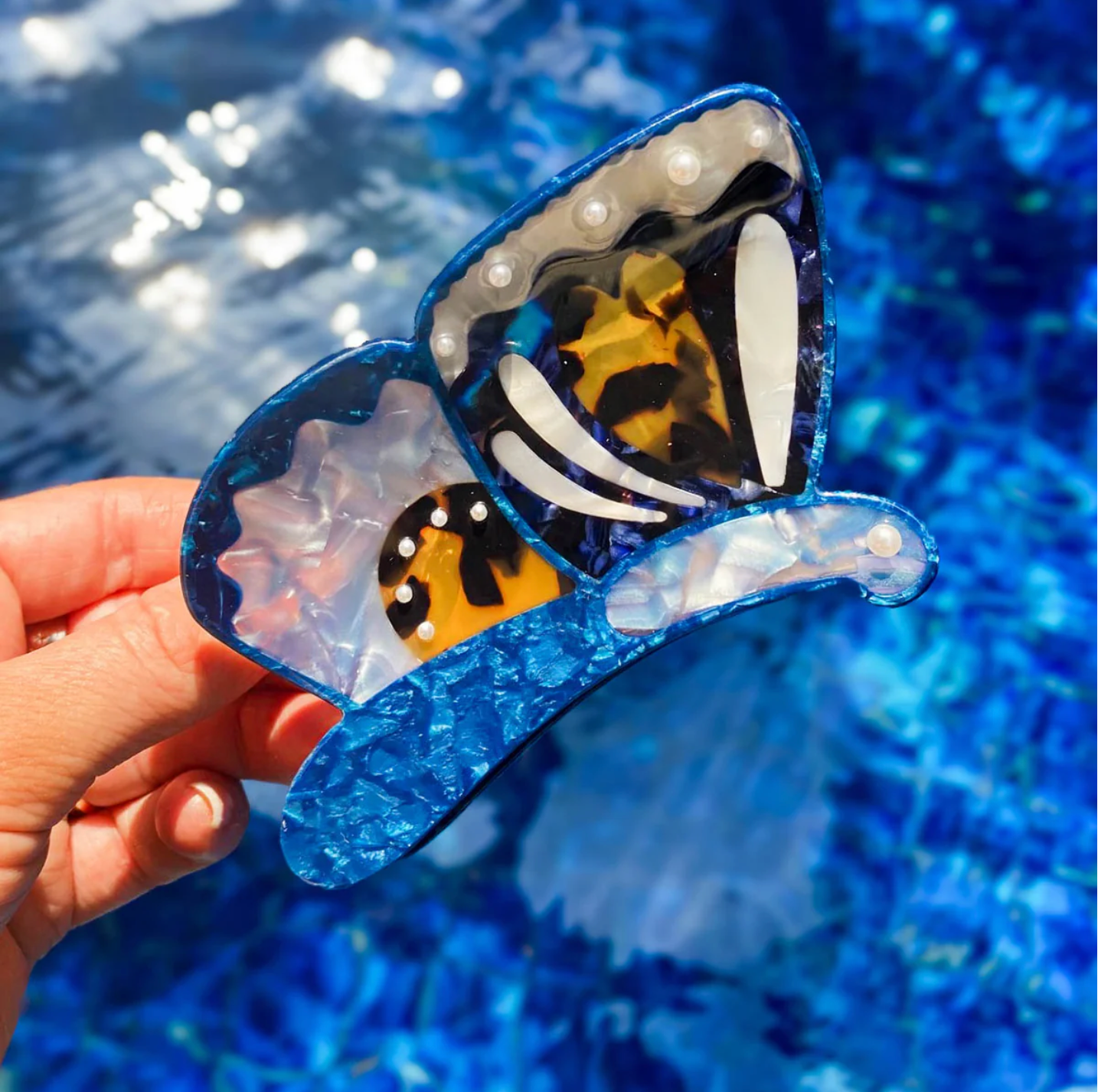 Butterfly Claw Clip - Brown & Blue