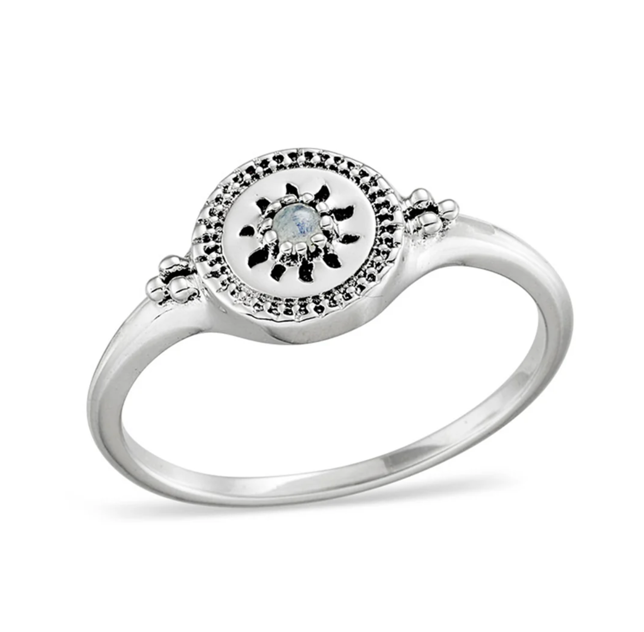 Solstice Rainbow Moonstone Signet Ring