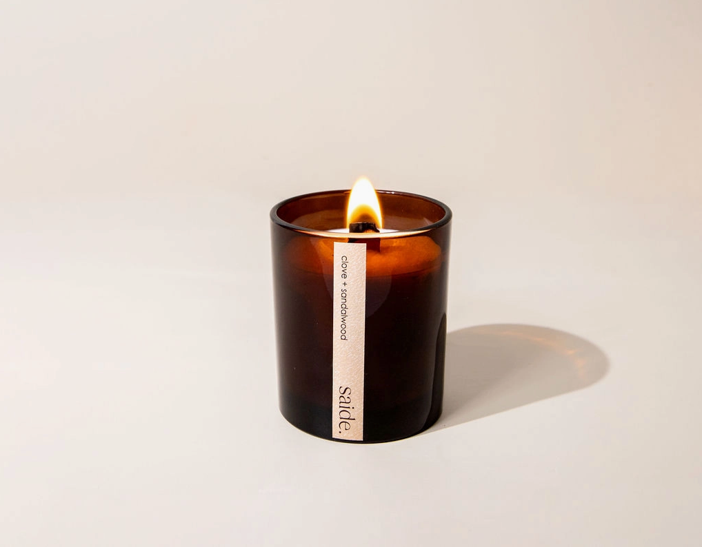 Saide - Amber wood wick candle - Leather + Oud