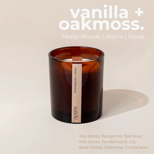 Saide - Amber wood wick candle - Vanilla & Oakmoss