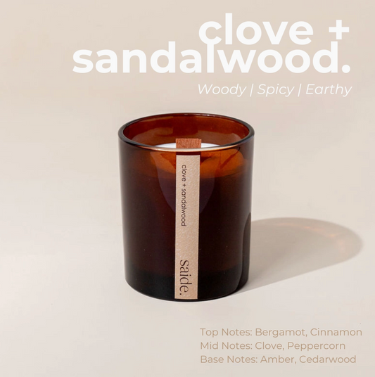 Saide - Amber wood wick candle - Clove + Sandalwood