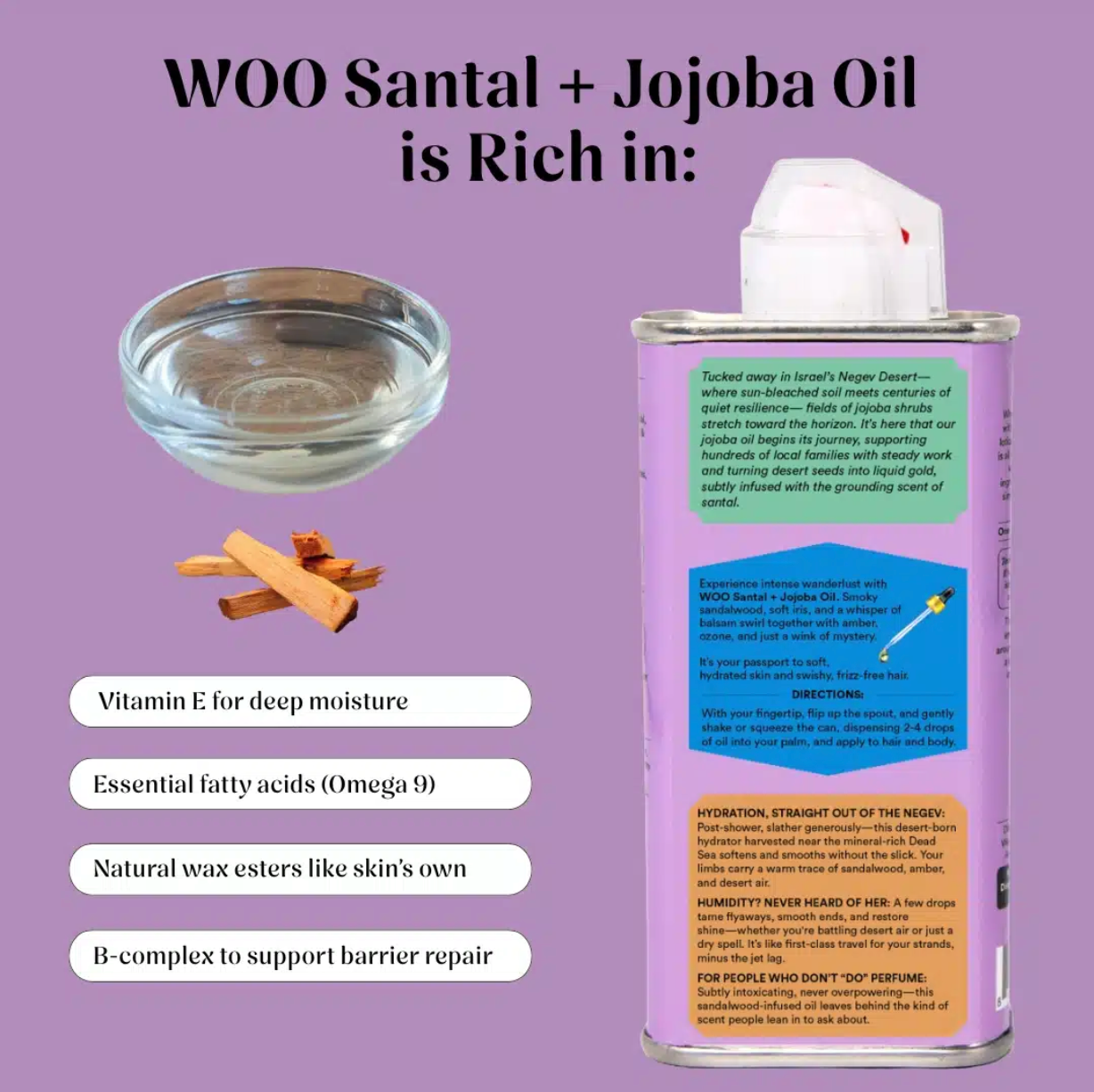 WOO Santal + Jojoba Oil – Nourishing Body & Hair Oil with Aromatic Santal