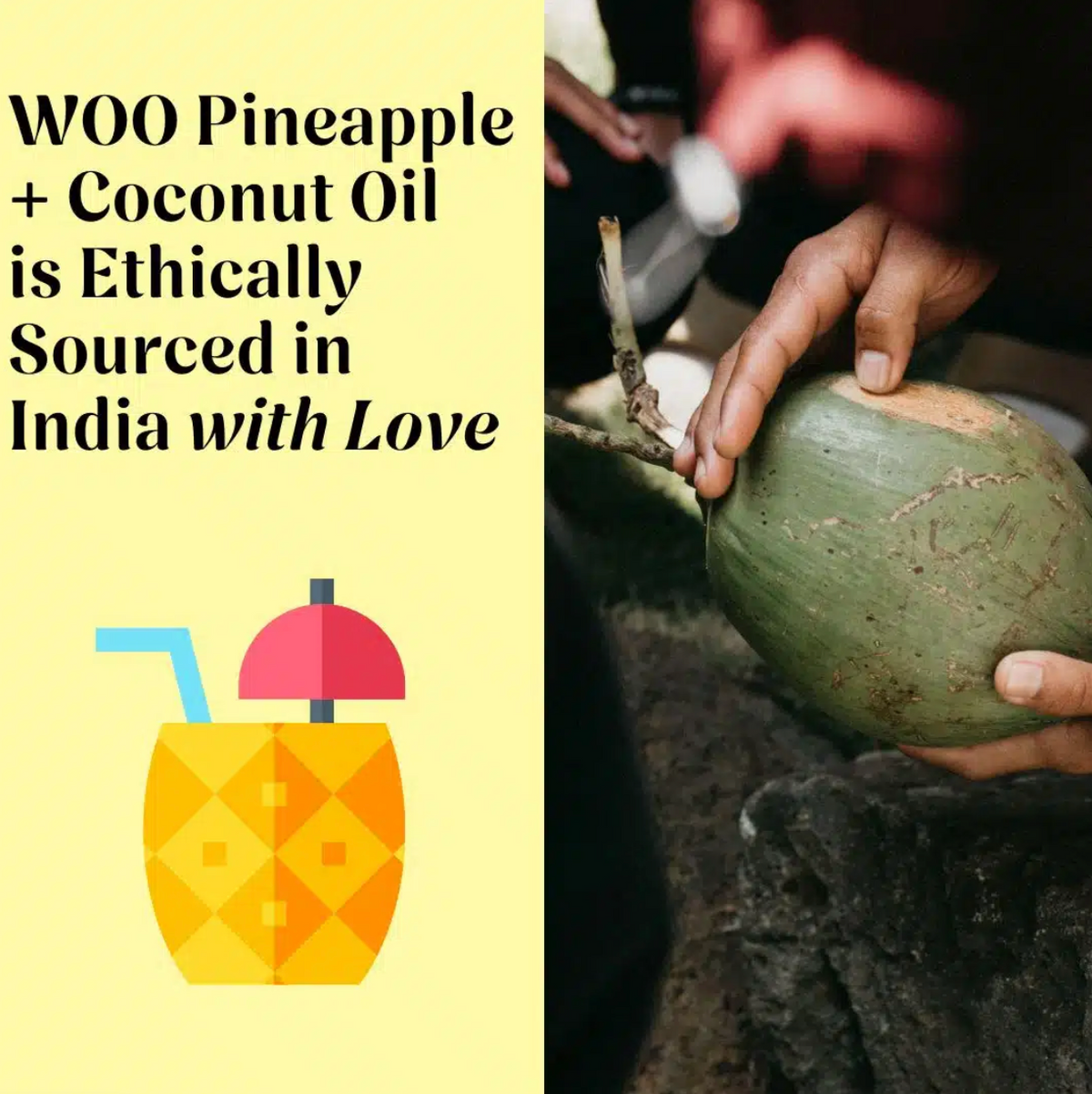 WOO Pineapple + Coconut Oil – Nourishing, Strengthening, & Shine-Enhancing