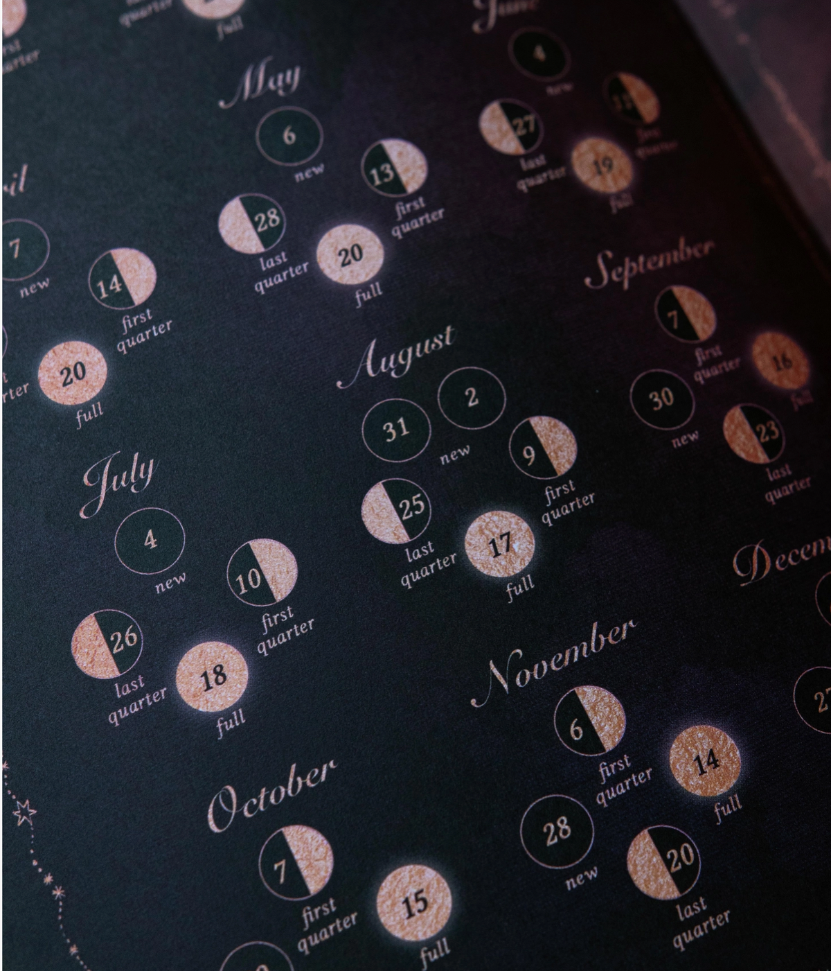 Dreamy Moons - Black 2027 Year of Growth Diary