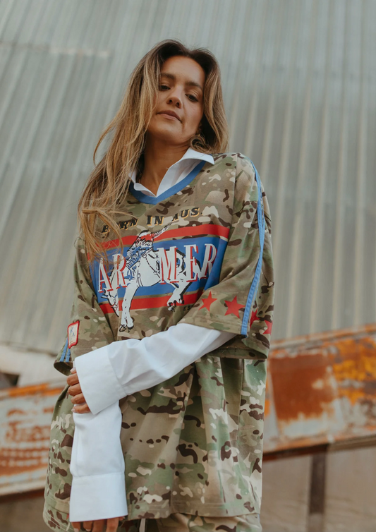 Born in Aus Vee Neck Tee - Camo