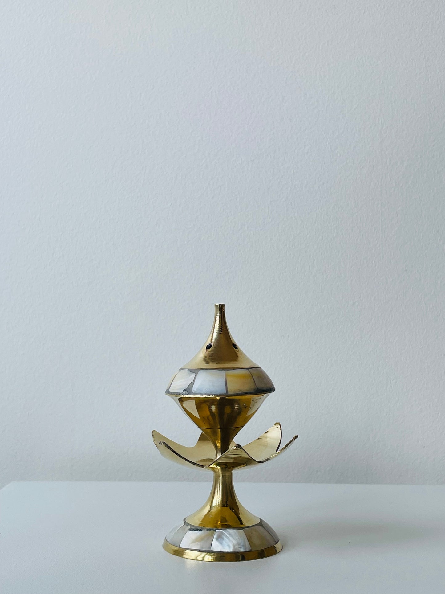 Lotus Incense Holder - Brass Mother Of Pearl