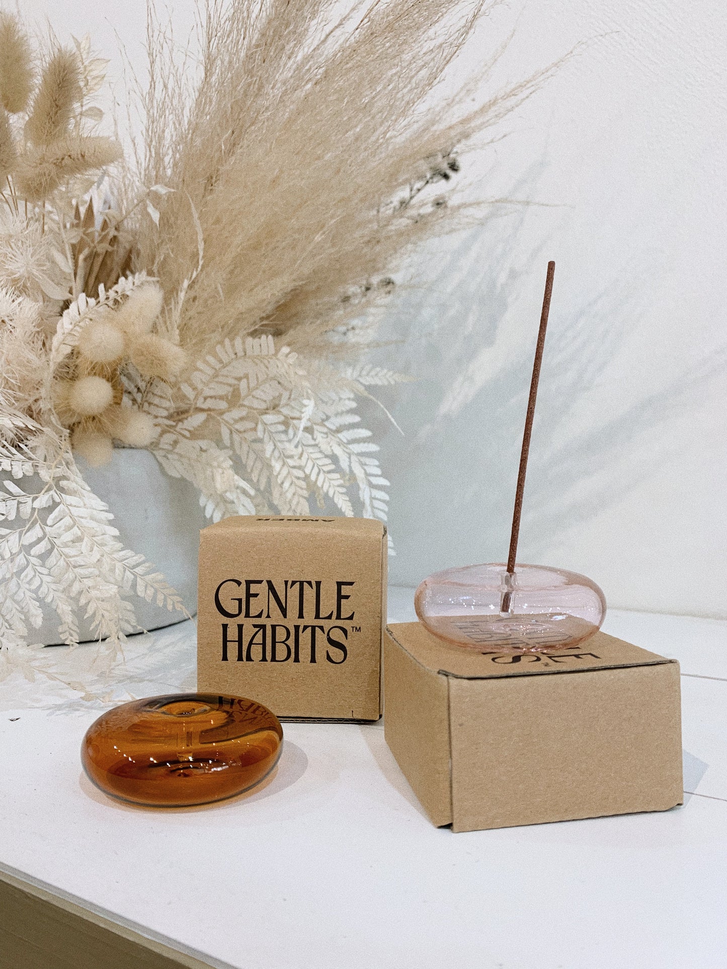 Pink Glass Incense Holder